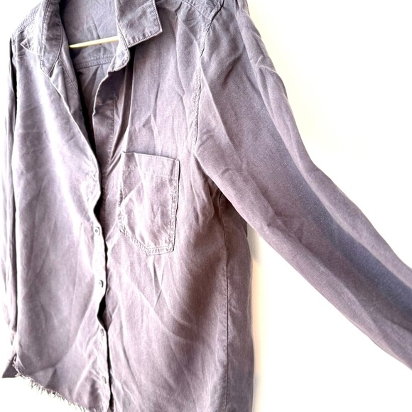 Cloth & Stone Fringe Button Down Shirt in Grey/ Purple - Picture 6 of 9